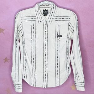 Lucky Brand Vintage Western Pearl Snap Blouse Medium